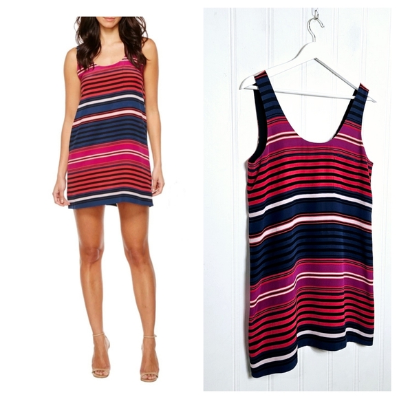 Joie Silk Dress Womens Size XS Dawna Sleeveless Navy Multi Stripe Tank Shift - Picture 1 of 16